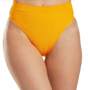 L*Space Pointelle Rib Frenchi Bitsy Cut Bikini Bottom in Mango